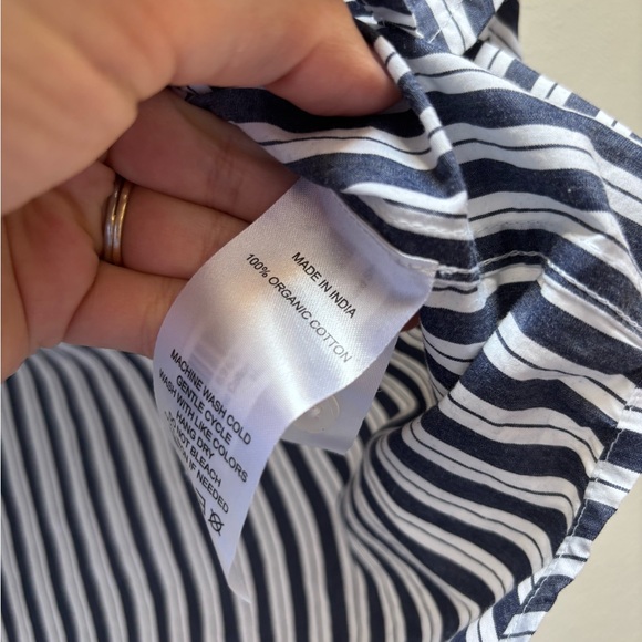 Quince 100% Organic Cotton Blue White Poplin Long Sleeve Boyfriend Shirt Size XS - Picture 5 of 6